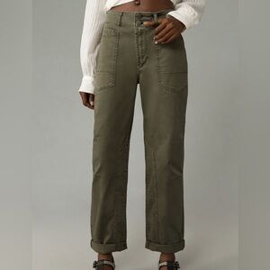 Pilcro The Wanderer Pants Fatigue *LIGHT * Army Olive Green Pants Pockets Sz 32